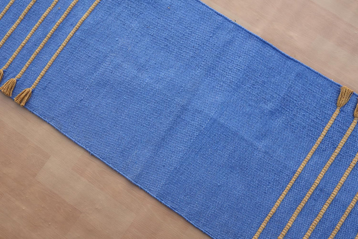 Jaipur art & Rugs Cotton Yoga Mat - Eco-Friendly Hand-Woven Rug - Non Slip & Thick (24”x72”x5mm) for Everyday Fitness at Home - Comfortable Extra-Long