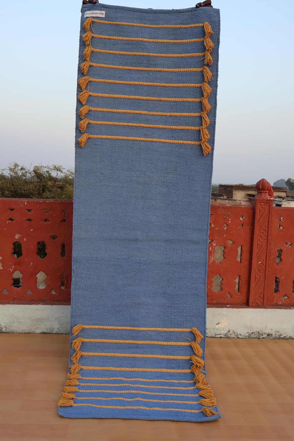 Jaipur art & Rugs Cotton Yoga Mat - Eco-Friendly Hand-Woven Rug - Non Slip & Thick (24”x72”x5mm) for Everyday Fitness at Home - Comfortable Extra-Long
