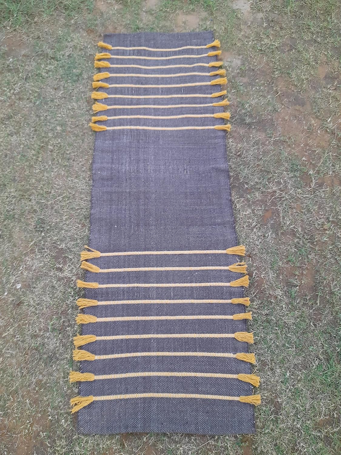 Jaipur art & Rugs Cotton Yoga Mat - Eco-Friendly Hand-Woven Rug - Non Slip & Thick (24”x72”x5mm) for Everyday Fitness at Home - Comfortable Extra-Long