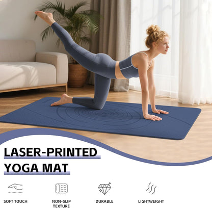 Large Yoga Mat Thick, 76"x32"x0.31"Wide POE Exercise Mat with Non-Slip Surface & Carry Strap, Anti-Tear Workout Mat for Yoga, Pilates, Fitness