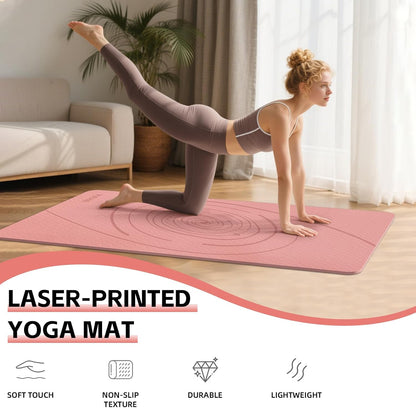 Large Yoga Mat Thick, 76"x32"x0.31"Wide POE Exercise Mat with Non-Slip Surface & Carry Strap, Anti-Tear Workout Mat for Yoga, Pilates, Fitness