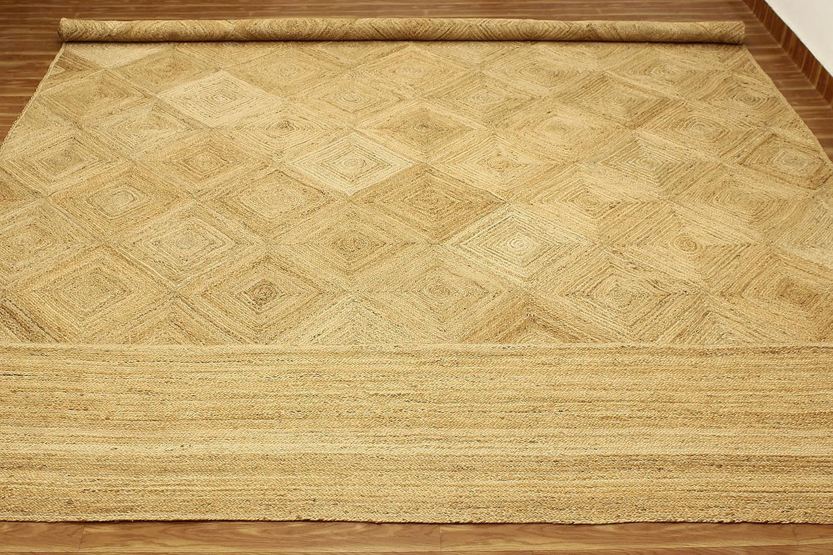 Premium Quality Jute Rug 2x3 Kilim Area Rug Hand Braided Jute Geometric Pattern Beige Hand Woven Boho Flatweave Carpet Indoor Outdoor Rugs for Kitchen Garden Yoga Mat - Colors A