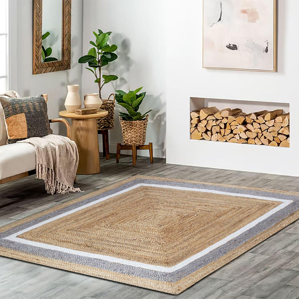 Premium Quality Jute Rug 2x3 Kilim Area Rug Hand Braided Jute Geometric Pattern Beige Hand Woven Boho Flatweave Carpet Indoor Outdoor Rugs for Kitchen Garden Yoga Mat - Colors A