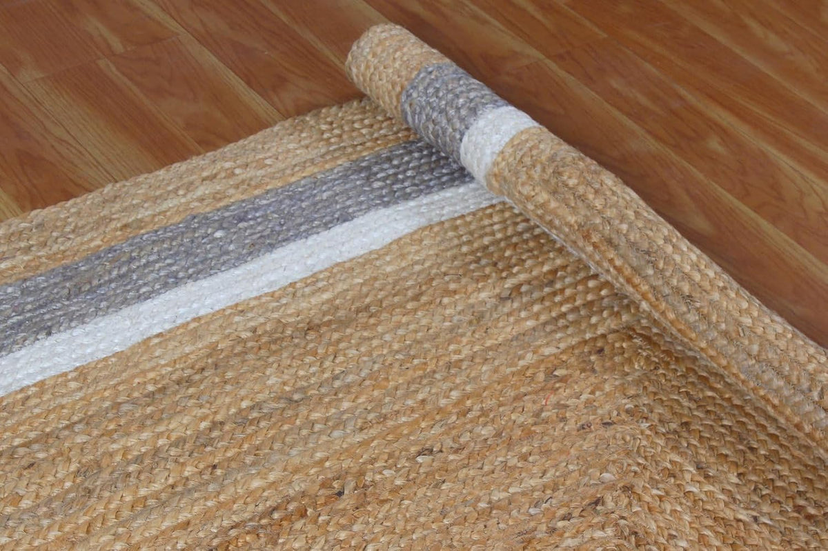 Premium Quality Jute Rug 2x3 Kilim Area Rug Hand Braided Jute Geometric Pattern Beige Hand Woven Boho Flatweave Carpet Indoor Outdoor Rugs for Kitchen Garden Yoga Mat - Colors A