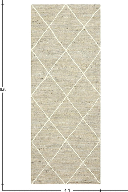 Premium Quality Jute Rug 2x3 Kilim Area Rug Hand Braided Jute Geometric Pattern Beige Hand Woven Boho Flatweave Carpet Indoor Outdoor Rugs for Kitchen Garden Yoga Mat - Colors A