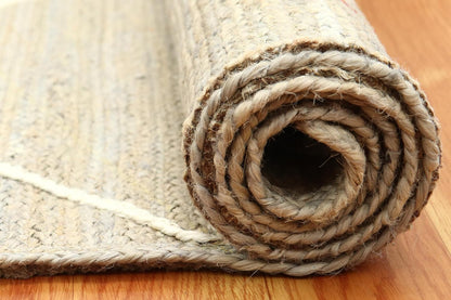 Premium Quality Jute Rug 2x3 Kilim Area Rug Hand Braided Jute Geometric Pattern Beige Hand Woven Boho Flatweave Carpet Indoor Outdoor Rugs for Kitchen Garden Yoga Mat - Colors A
