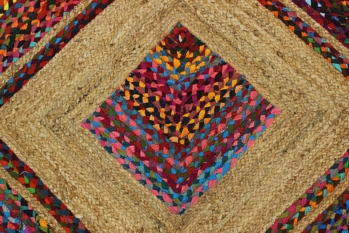 Premium Quality Jute Rug 2x3 Kilim Area Rug Hand Braided Jute Geometric Pattern Beige Hand Woven Boho Flatweave Carpet Indoor Outdoor Rugs for Kitchen Garden Yoga Mat - Colors A