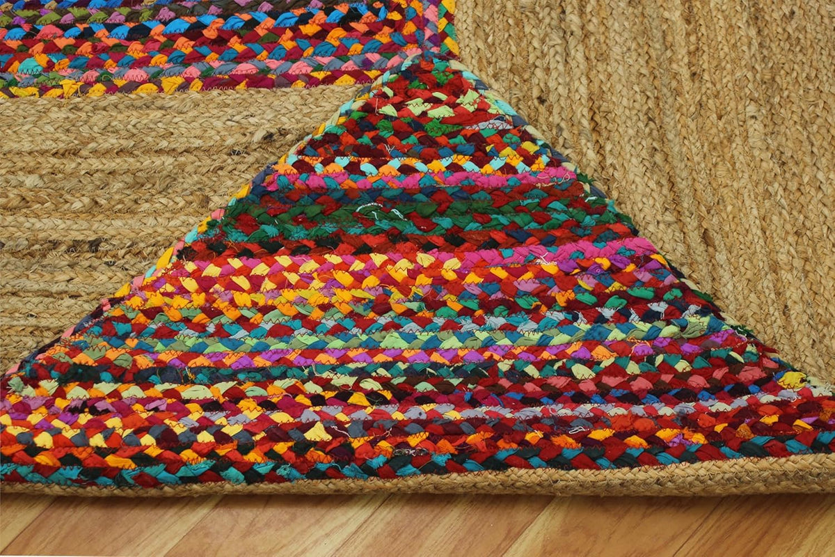 Premium Quality Jute Rug 2x3 Kilim Area Rug Hand Braided Jute Geometric Pattern Beige Hand Woven Boho Flatweave Carpet Indoor Outdoor Rugs for Kitchen Garden Yoga Mat - Colors A