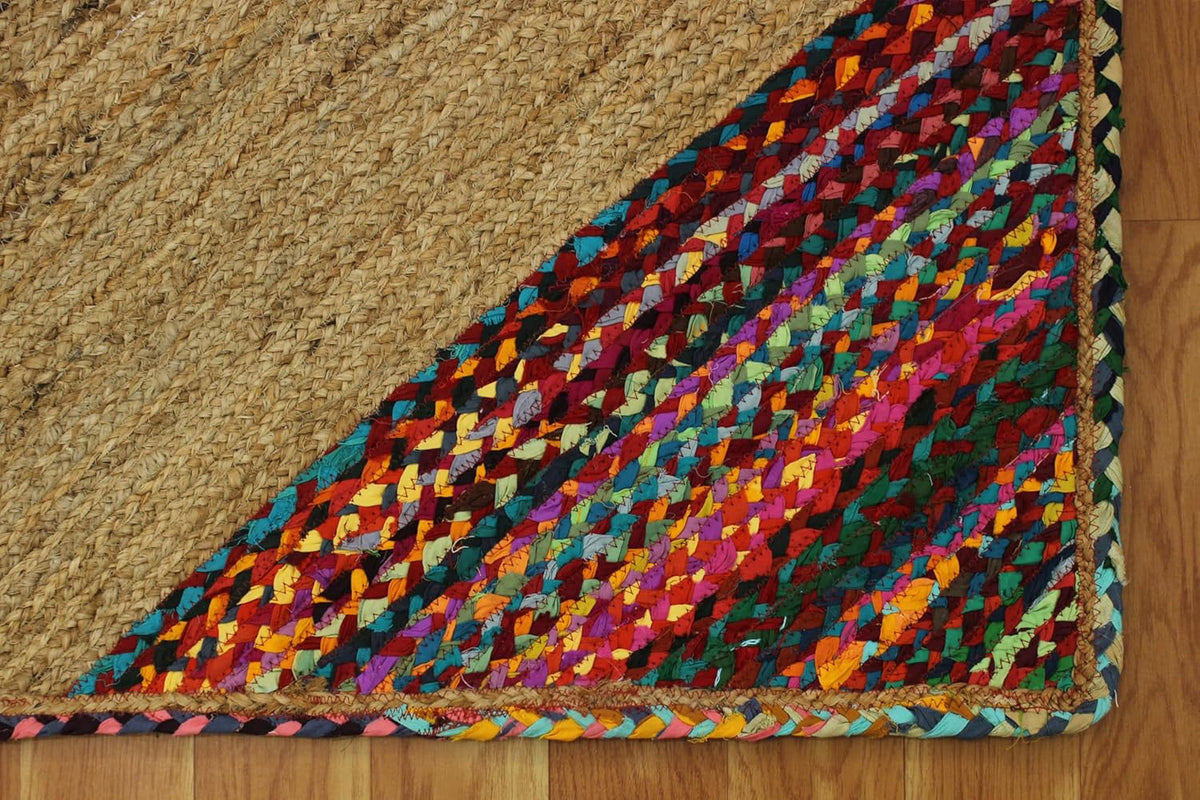 Premium Quality Jute Rug 2x3 Kilim Area Rug Hand Braided Jute Geometric Pattern Beige Hand Woven Boho Flatweave Carpet Indoor Outdoor Rugs for Kitchen Garden Yoga Mat - Colors A