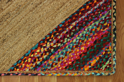 Premium Quality Jute Rug 2x3 Kilim Area Rug Hand Braided Jute Geometric Pattern Beige Hand Woven Boho Flatweave Carpet Indoor Outdoor Rugs for Kitchen Garden Yoga Mat - Colors A