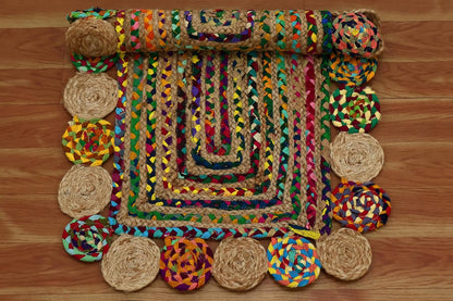 Premium Quality Jute Rug 2x3 Kilim Area Rug Hand Braided Jute Geometric Pattern Beige Hand Woven Boho Flatweave Carpet Indoor Outdoor Rugs for Kitchen Garden Yoga Mat - Colors A
