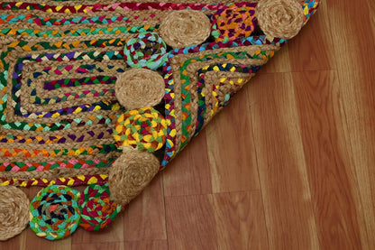 Premium Quality Jute Rug 2x3 Kilim Area Rug Hand Braided Jute Geometric Pattern Beige Hand Woven Boho Flatweave Carpet Indoor Outdoor Rugs for Kitchen Garden Yoga Mat - Colors A