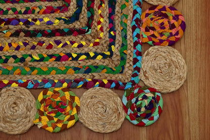 Premium Quality Jute Rug 2x3 Kilim Area Rug Hand Braided Jute Geometric Pattern Beige Hand Woven Boho Flatweave Carpet Indoor Outdoor Rugs for Kitchen Garden Yoga Mat - Colors A