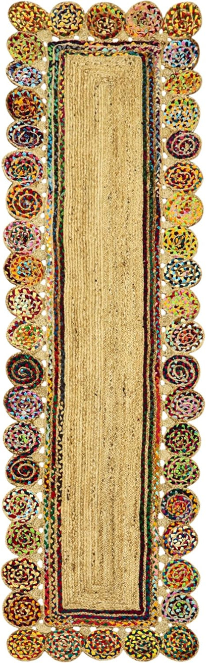Premium Quality Jute Rug 2x3 Kilim Area Rug Hand Braided Jute Geometric Pattern Beige Hand Woven Boho Flatweave Carpet Indoor Outdoor Rugs for Kitchen Garden Yoga Mat - Colors A