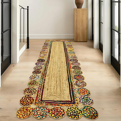 Premium Quality Jute Rug 2x3 Kilim Area Rug Hand Braided Jute Geometric Pattern Beige Hand Woven Boho Flatweave Carpet Indoor Outdoor Rugs for Kitchen Garden Yoga Mat - Colors A