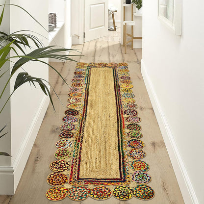 Premium Quality Jute Rug 2x3 Kilim Area Rug Hand Braided Jute Geometric Pattern Beige Hand Woven Boho Flatweave Carpet Indoor Outdoor Rugs for Kitchen Garden Yoga Mat - Colors A