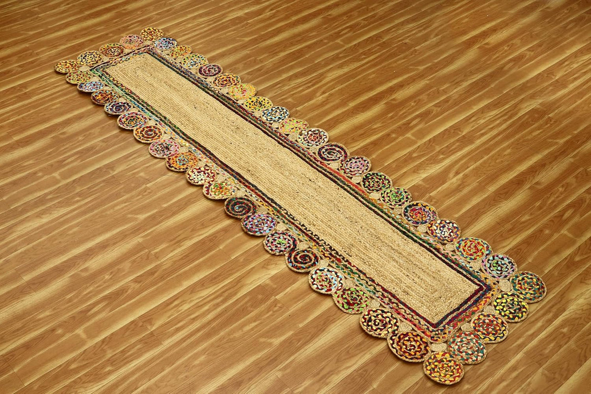 Premium Quality Jute Rug 2x3 Kilim Area Rug Hand Braided Jute Geometric Pattern Beige Hand Woven Boho Flatweave Carpet Indoor Outdoor Rugs for Kitchen Garden Yoga Mat - Colors A