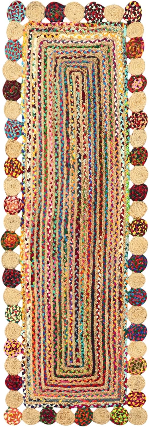 Premium Quality Jute Rug 2x3 Kilim Area Rug Hand Braided Jute Geometric Pattern Beige Hand Woven Boho Flatweave Carpet Indoor Outdoor Rugs for Kitchen Garden Yoga Mat - Colors A