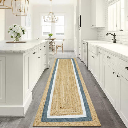 Premium Quality Jute Rug 2x3 Kilim Area Rug Hand Braided Jute Geometric Pattern Beige Hand Woven Boho Flatweave Carpet Indoor Outdoor Rugs for Kitchen Garden Yoga Mat - Colors A