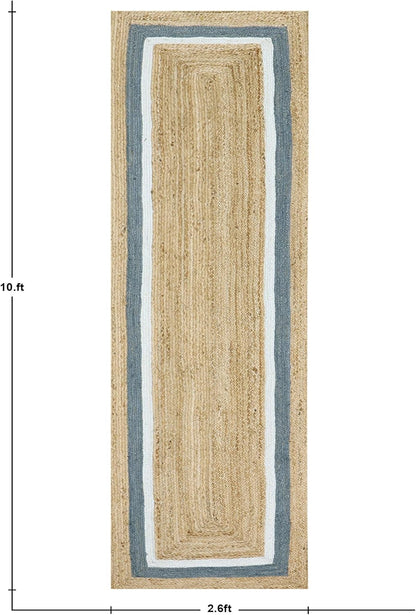 Premium Quality Jute Rug 2x3 Kilim Area Rug Hand Braided Jute Geometric Pattern Beige Hand Woven Boho Flatweave Carpet Indoor Outdoor Rugs for Kitchen Garden Yoga Mat - Colors A