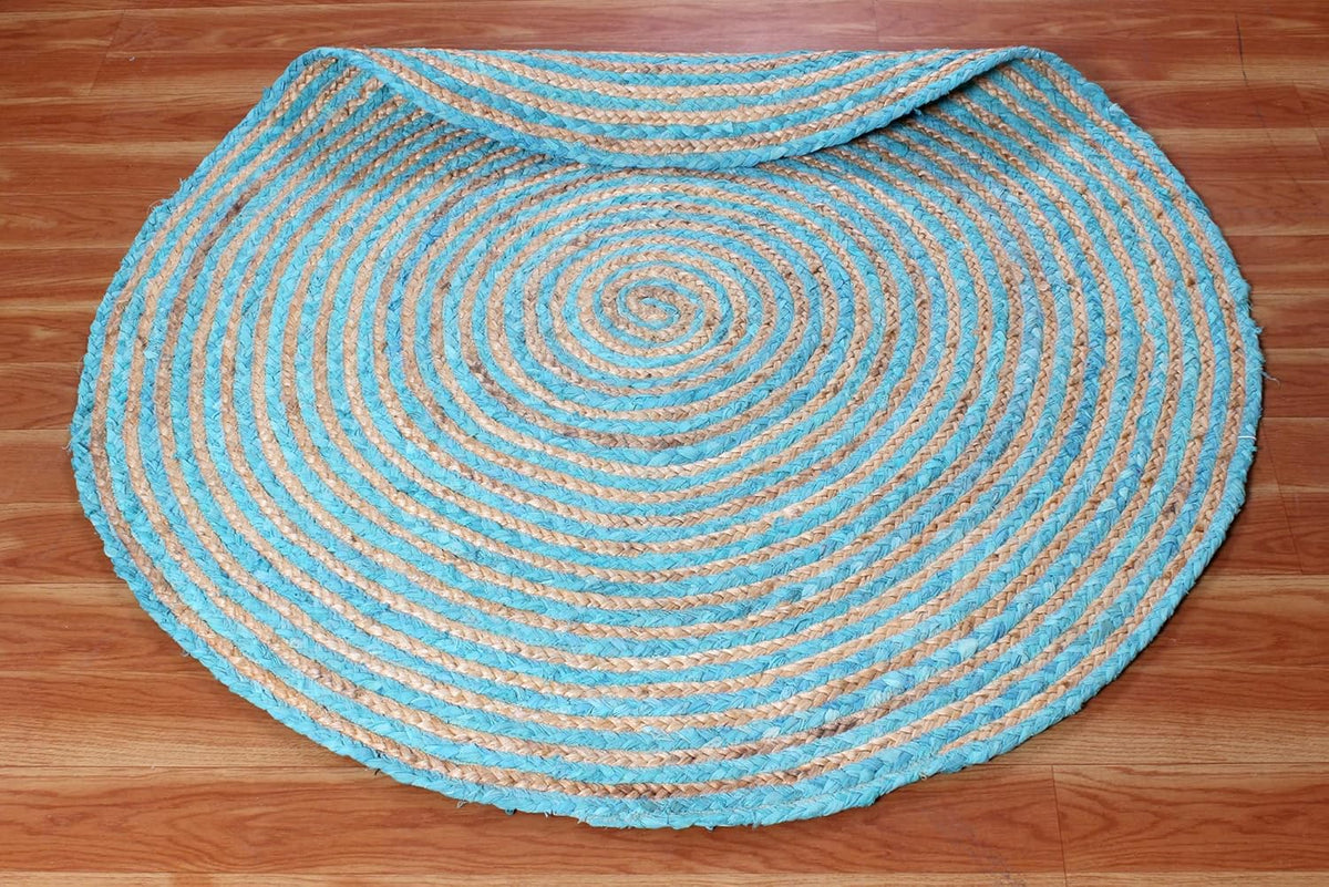 Premium Quality Jute Rug 2x3 Kilim Area Rug Hand Braided Jute Geometric Pattern Beige Hand Woven Boho Flatweave Carpet Indoor Outdoor Rugs for Kitchen Garden Yoga Mat - Colors A