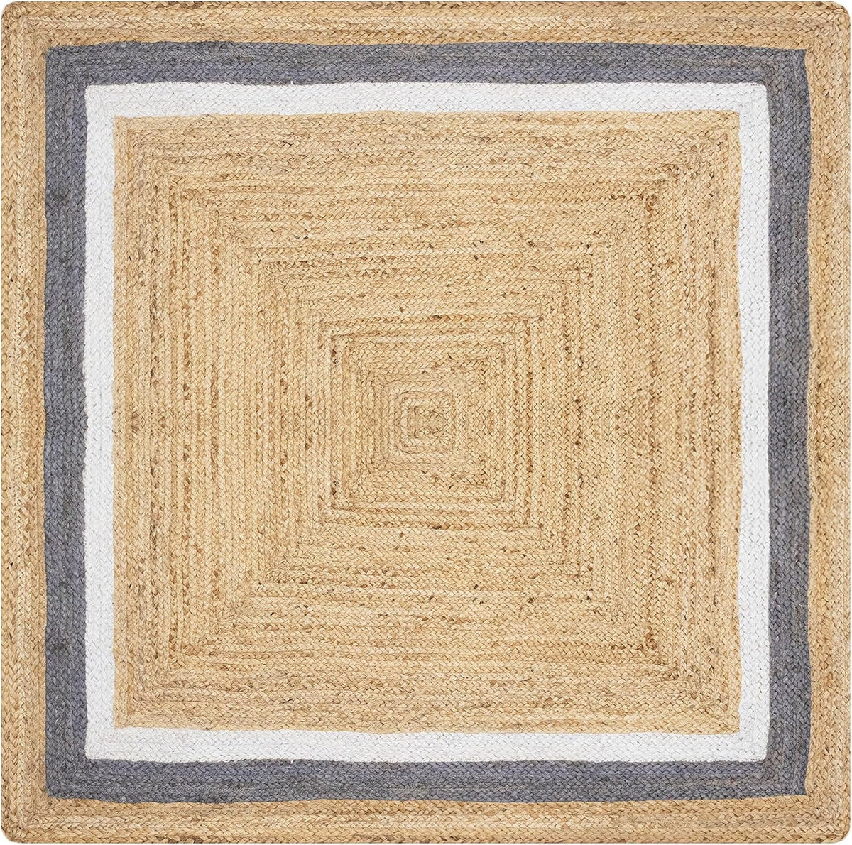 Premium Quality Jute Rug 2x3 Kilim Area Rug Hand Braided Jute Geometric Pattern Beige Hand Woven Boho Flatweave Carpet Indoor Outdoor Rugs for Kitchen Garden Yoga Mat - Colors A