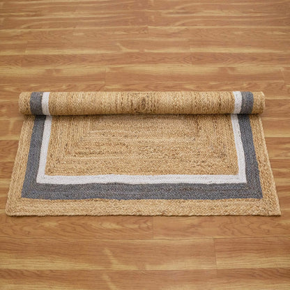 Premium Quality Jute Rug 2x3 Kilim Area Rug Hand Braided Jute Geometric Pattern Beige Hand Woven Boho Flatweave Carpet Indoor Outdoor Rugs for Kitchen Garden Yoga Mat - Colors A