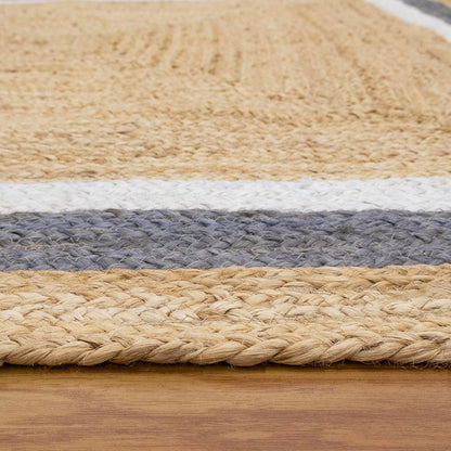 Premium Quality Jute Rug 2x3 Kilim Area Rug Hand Braided Jute Geometric Pattern Beige Hand Woven Boho Flatweave Carpet Indoor Outdoor Rugs for Kitchen Garden Yoga Mat - Colors A