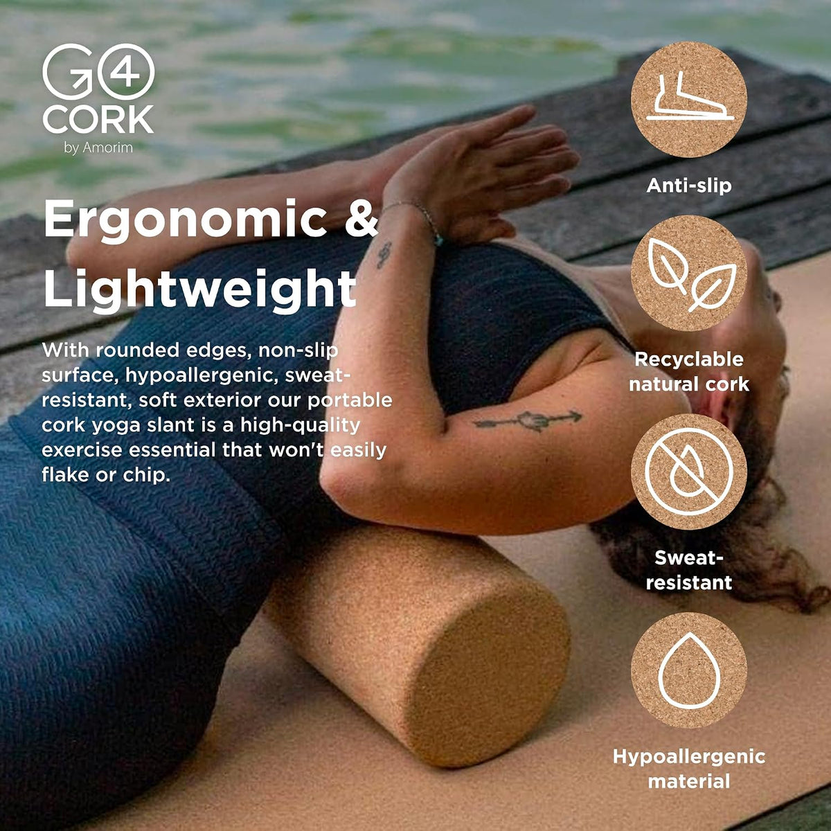 Cork Yoga Block | Non-Toxic, Alternative To Foam Yoga Blocks | Odorless, Soft, Non-Slip, Workout & Exercise | Yogi Gift Accessories | Men & Women | Eco Friendly, Sustainable