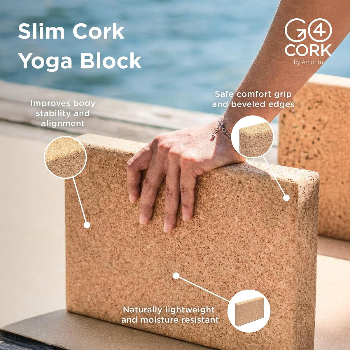 Cork Yoga Block | Non-Toxic, Alternative To Foam Yoga Blocks | Odorless, Soft, Non-Slip, Workout & Exercise | Yogi Gift Accessories | Men & Women | Eco Friendly, Sustainable