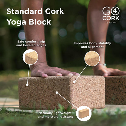 Cork Yoga Block | Non-Toxic, Alternative To Foam Yoga Blocks | Odorless, Soft, Non-Slip, Workout & Exercise | Yogi Gift Accessories | Men & Women | Eco Friendly, Sustainable