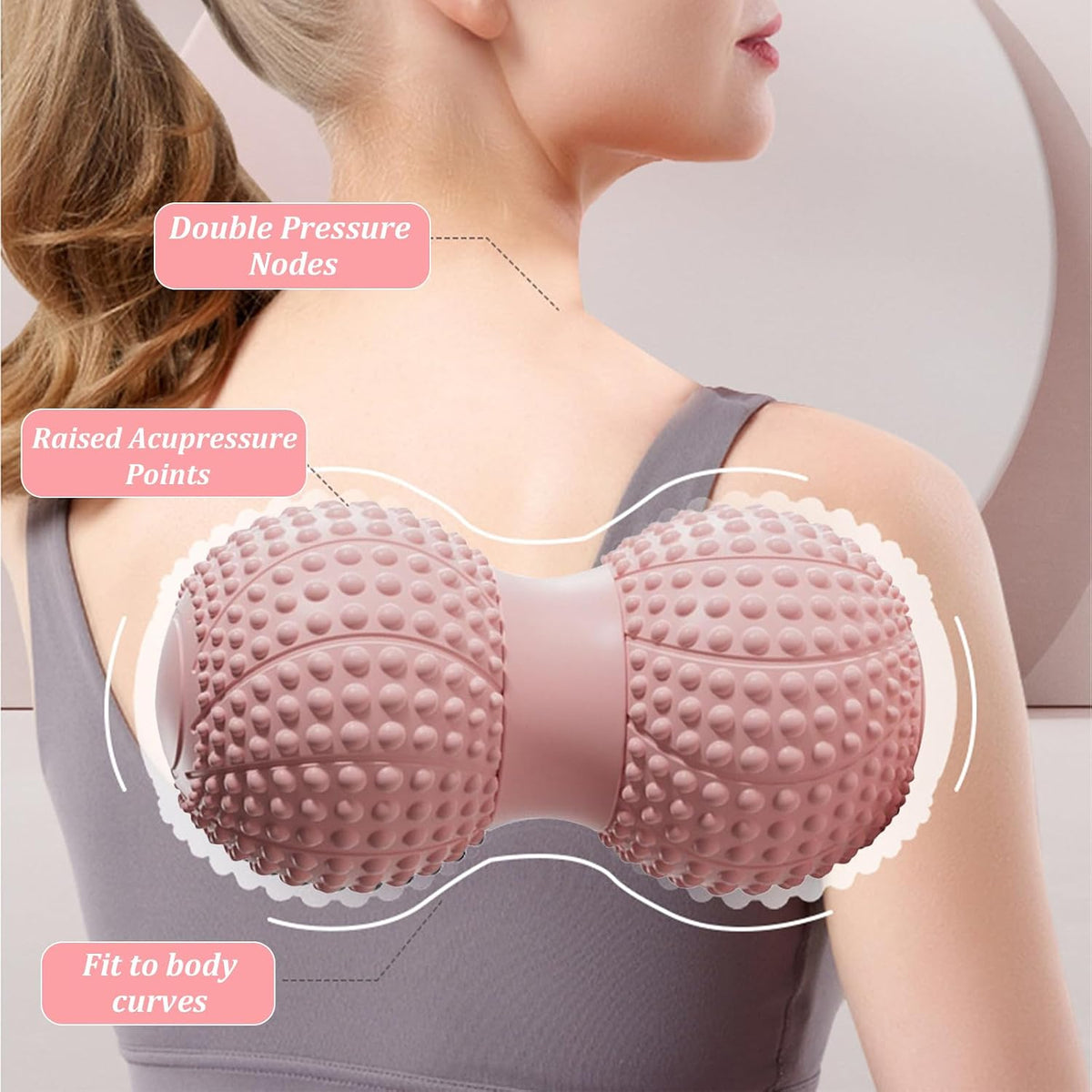 Peanut Massage Ball, Firm Textured Back Roller for Trigger Points