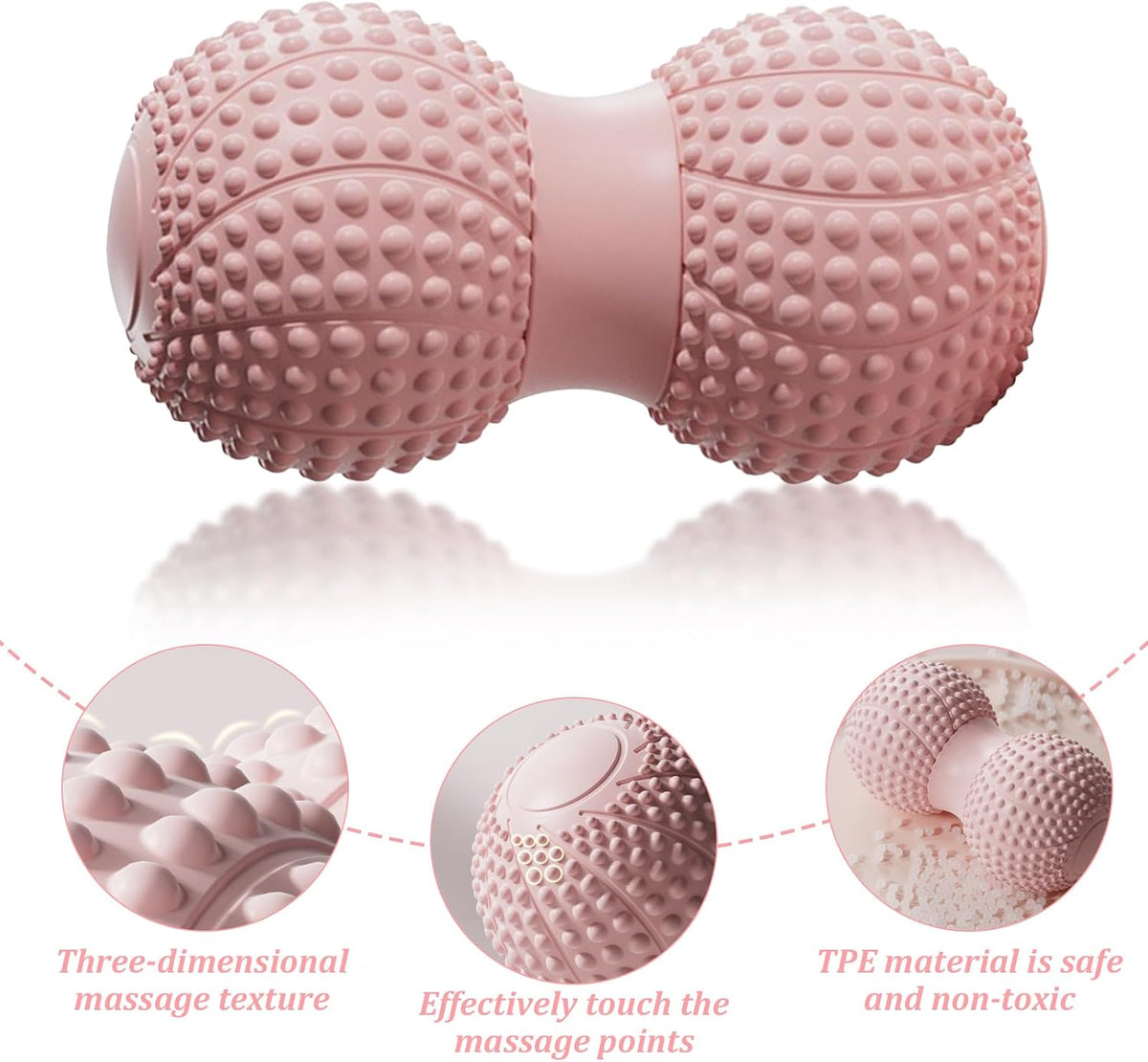 Peanut Massage Ball, Firm Textured Back Roller for Trigger Points
