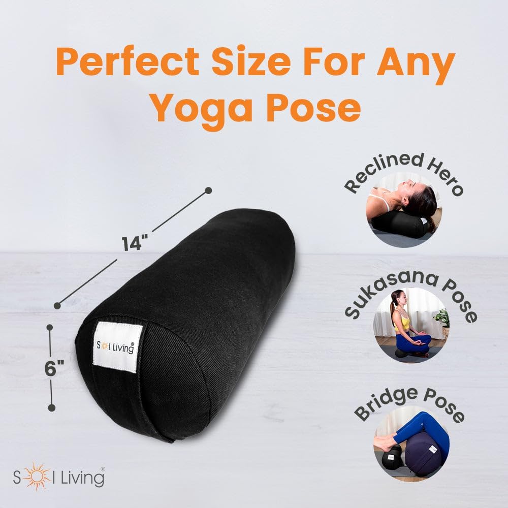 Cylindrical Yoga Bolster Meditation Pillow, Extra Firm Cotton