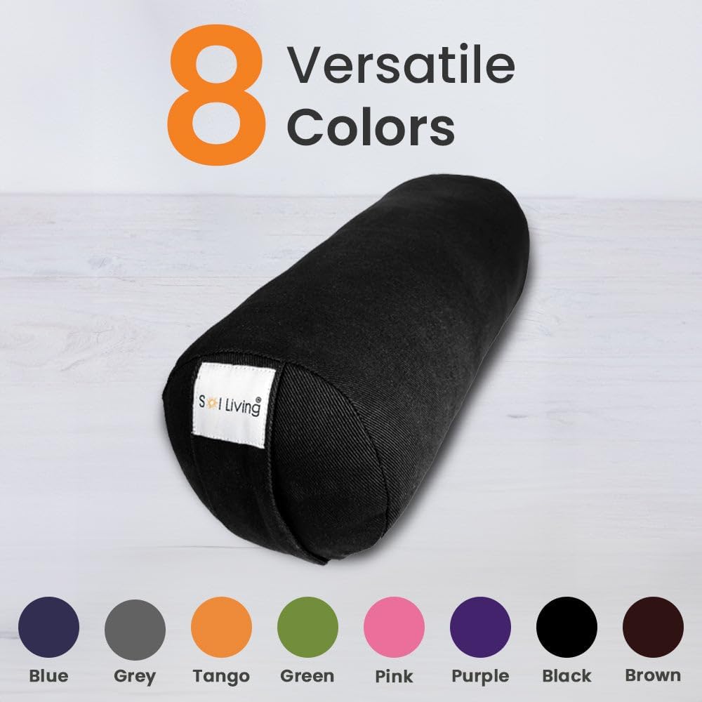 Cylindrical Yoga Bolster Meditation Pillow, Extra Firm Cotton