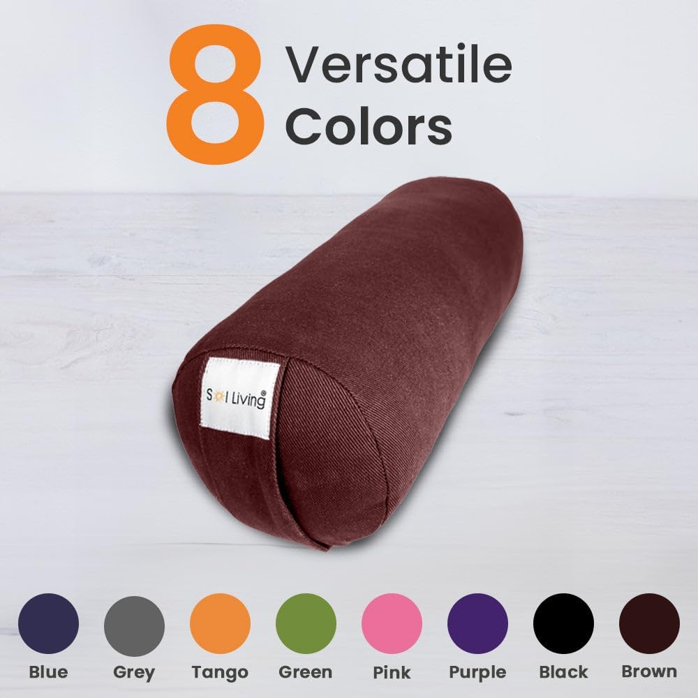 Cylindrical Yoga Bolster Meditation Pillow, Extra Firm Cotton