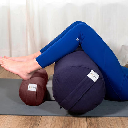 Cylindrical Yoga Bolster Meditation Pillow, Extra Firm Cotton