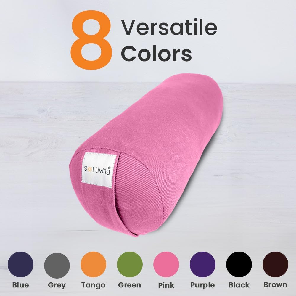 Cylindrical Yoga Bolster Meditation Pillow, Extra Firm Cotton