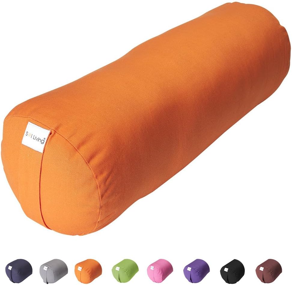 Cylindrical Yoga Bolster Meditation Pillow, Extra Firm Cotton