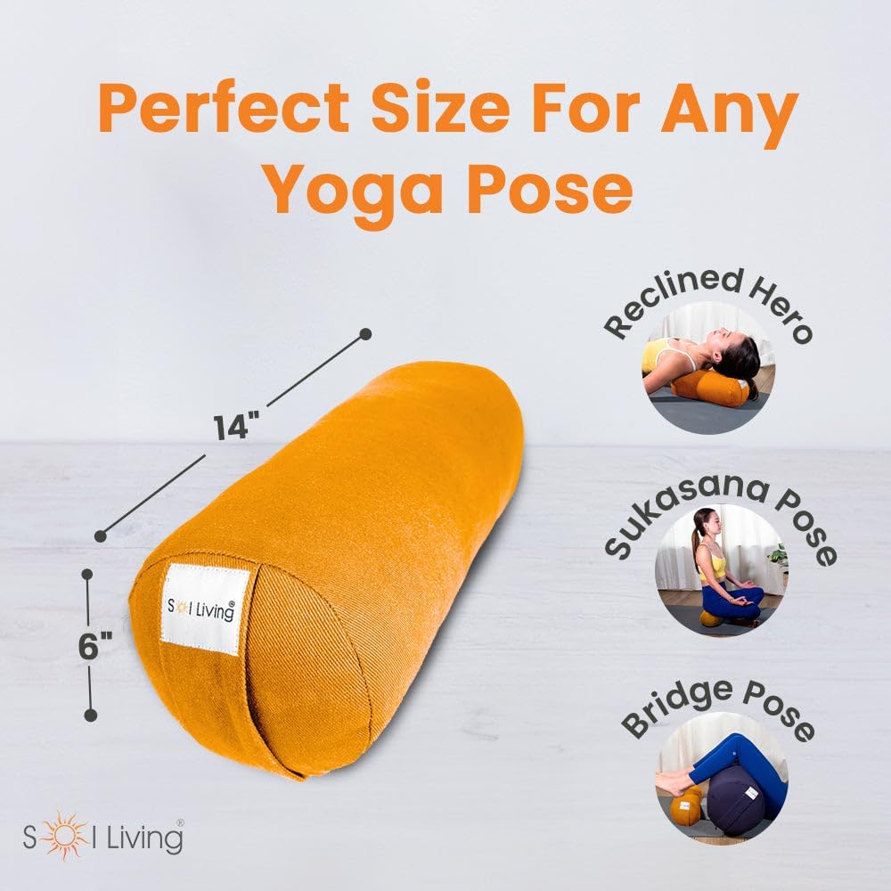 Cylindrical Yoga Bolster Meditation Pillow, Extra Firm Cotton
