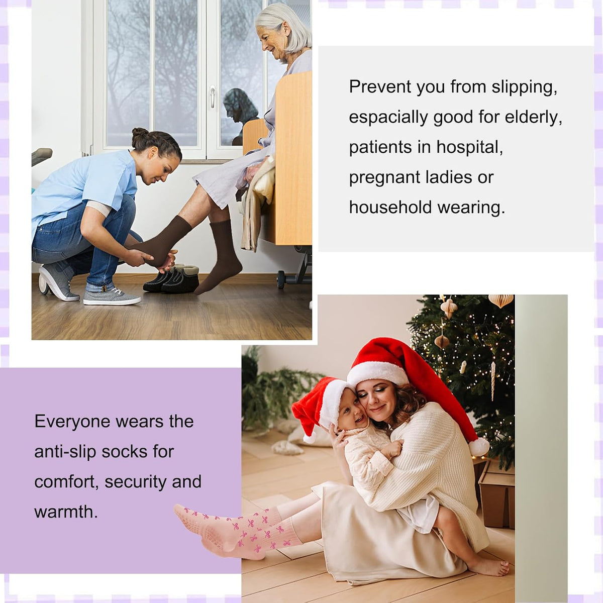 Pilates Socks for Women, Non Slip Grip Socks for Yoga, Barre, Hospital, Grippy Socks Womens Gifts, 4 Pairs