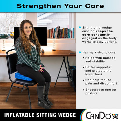 Sitting Wedge Active Seat Wobble Cushion for Posture, Back Pain, Stress Relief, Restlessness, and Anxiety - Adult Size, 14" x 14"