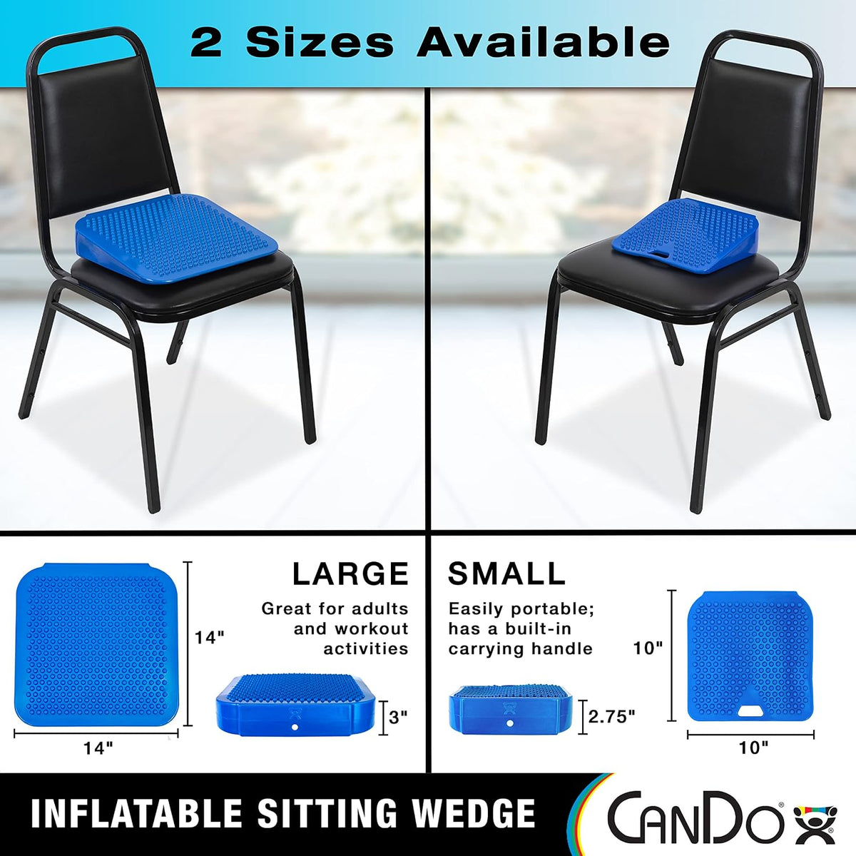 Sitting Wedge Active Seat Wobble Cushion for Posture, Back Pain, Stress Relief, Restlessness, and Anxiety - Adult Size, 14" x 14"