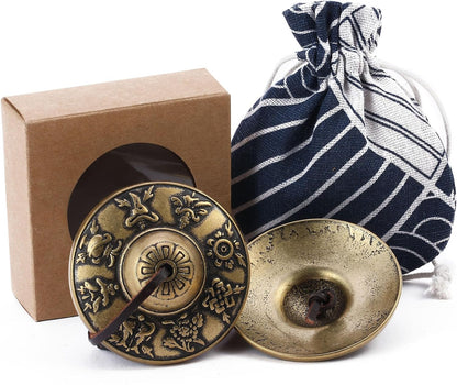 Tibetan Tingsha Cymbals Meditation Chime Bells (8 Lucky Symbols)
