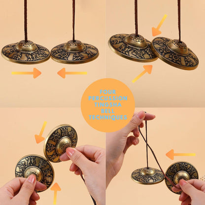 Tibetan Tingsha Cymbals Meditation Chime Bells (8 Lucky Symbols)