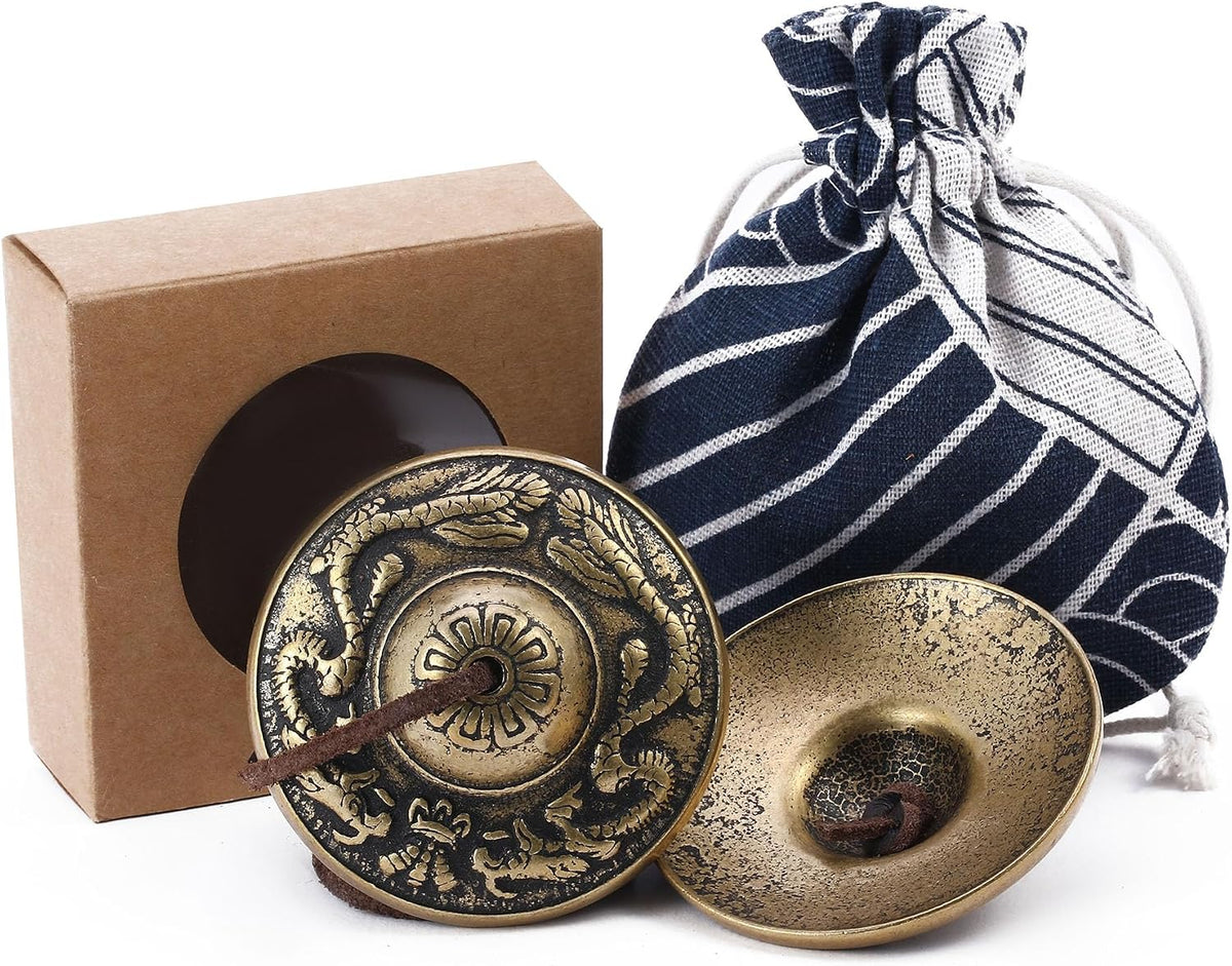Tibetan Tingsha Cymbals Meditation Chime Bells (8 Lucky Symbols)
