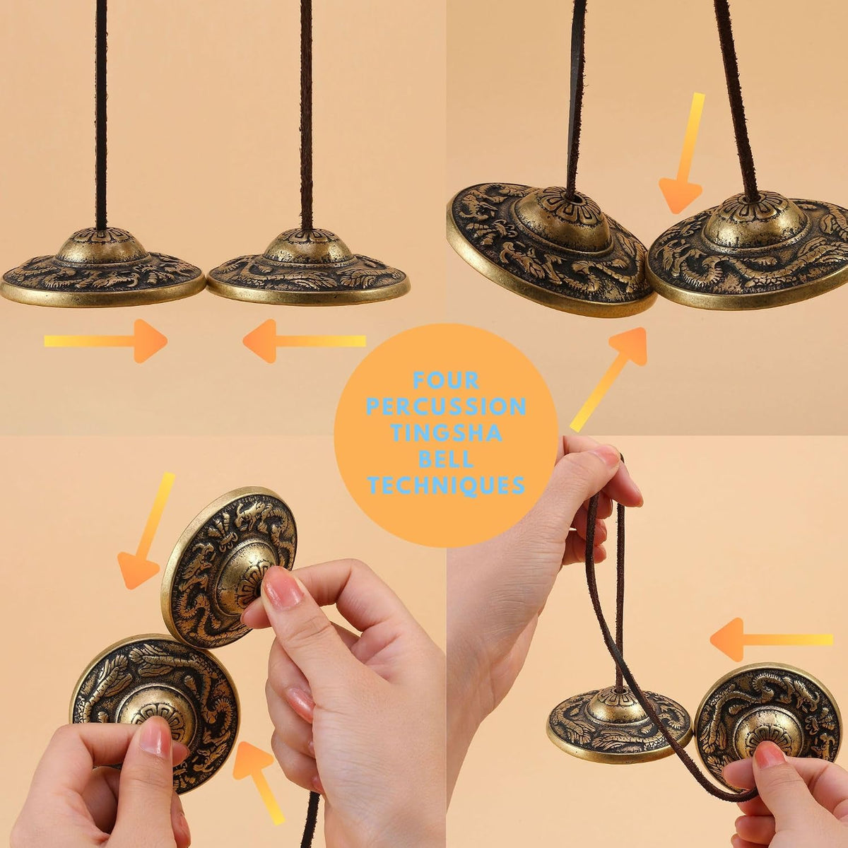 Tibetan Tingsha Cymbals Meditation Chime Bells (8 Lucky Symbols)