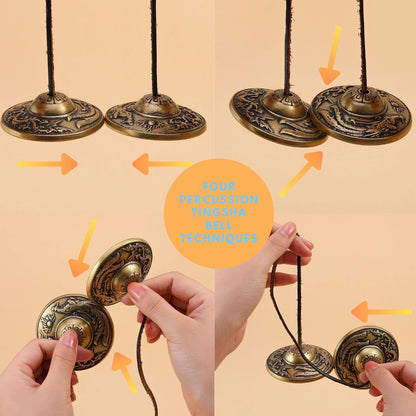 Tibetan Tingsha Cymbals Meditation Chime Bells (8 Lucky Symbols)