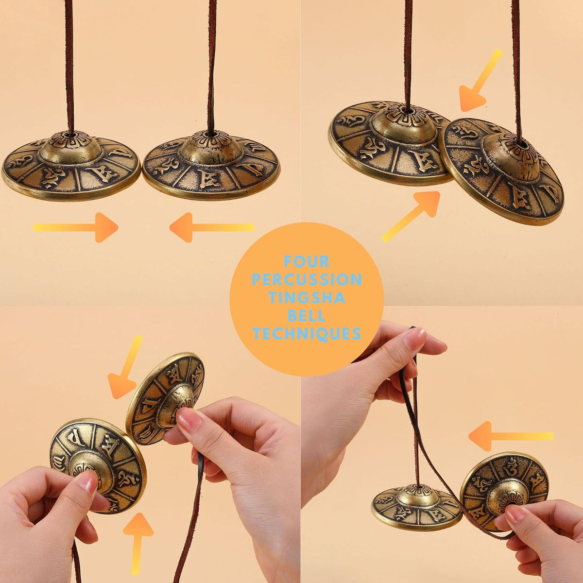 Tibetan Tingsha Cymbals Meditation Chime Bells (8 Lucky Symbols)
