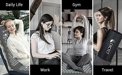 Extra Long Yoga Acupressure Mat Set,Massage Acupuncture Mat Large,Magnetic Mat Acupressure Body mat and Pillow for Neck Back Pain Relief(Gold)